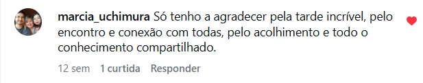 Comentário de aluna sobre a tarde de criação